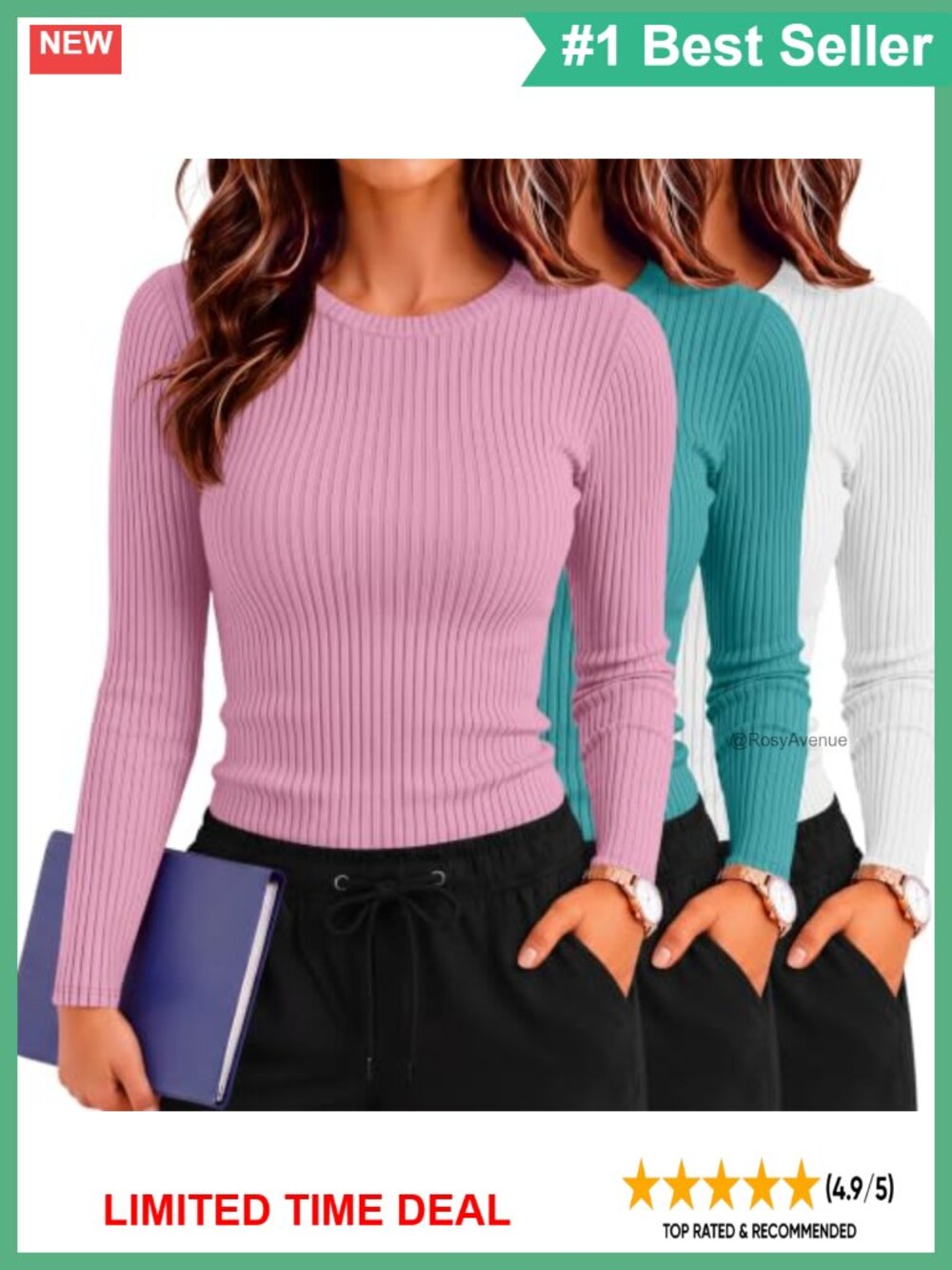 3 Pack Women Long Sleeve Underscrub Cotton Undershirt